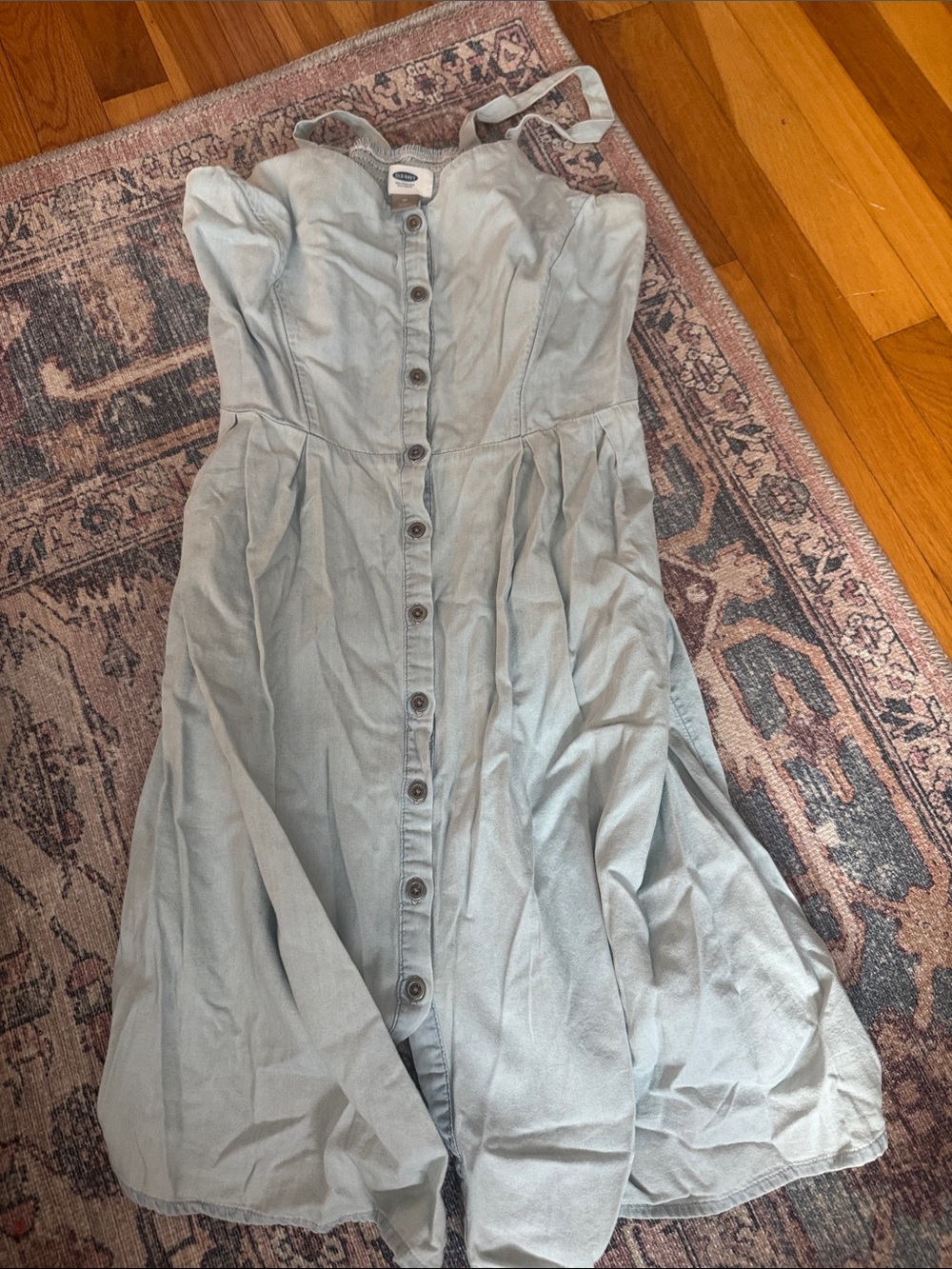 Old Navy Light Blue Strapless Button-Front Sundress